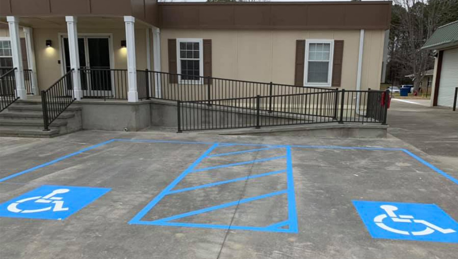 handicapped markings at noble bank