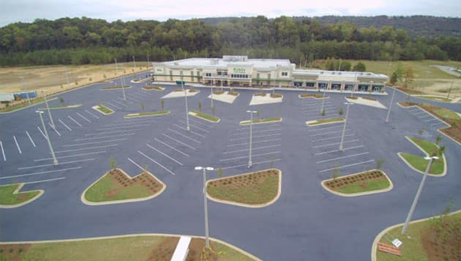 aerial view of publix parking lot striping job