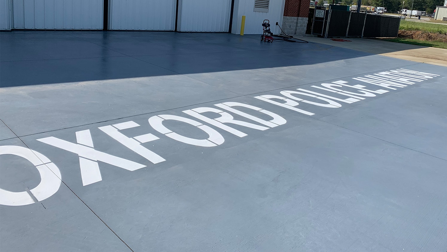 oxford mississippi pavement markings project at helipad