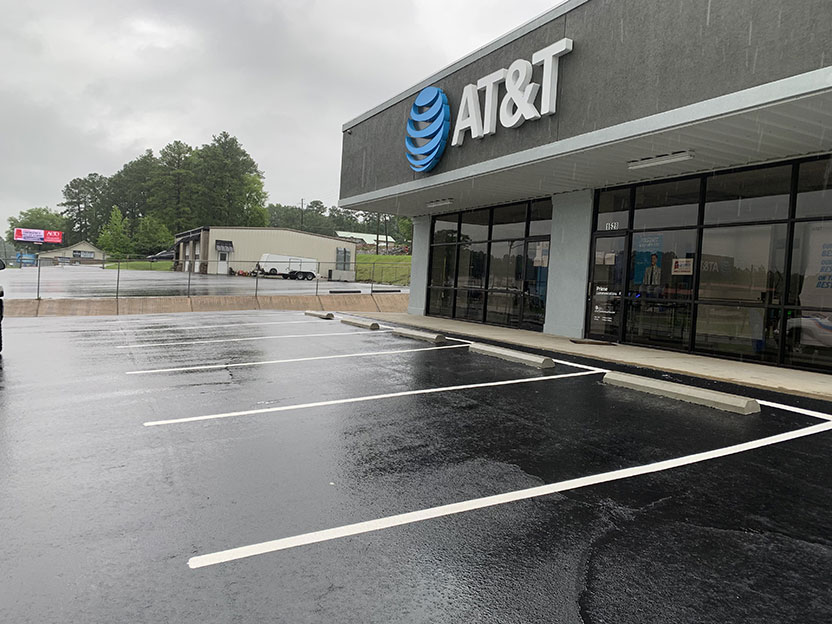 after wheel stop installation and striping at at&t jacksonville al