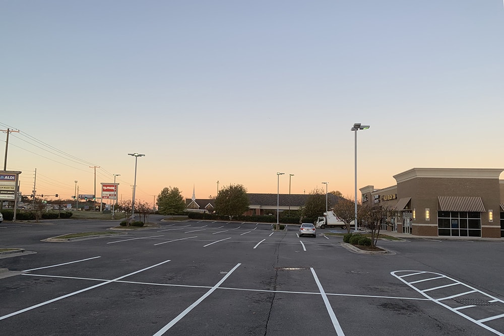 new parking lot stalls at Aldi in Madison, AL