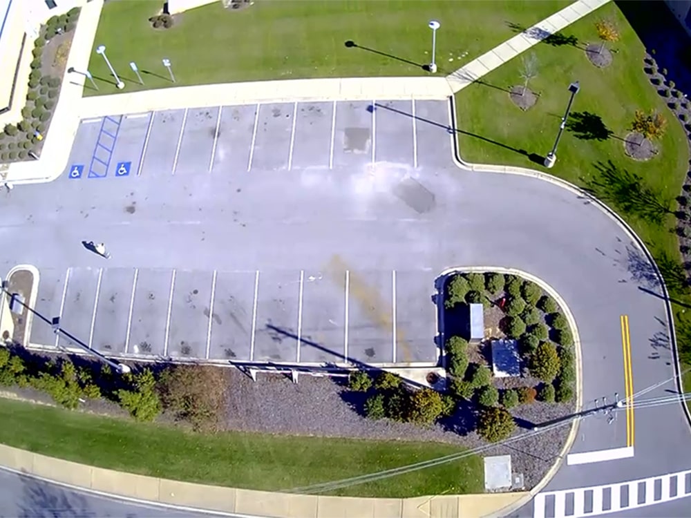 overhead view of new parking spaces at Vestavia Hills Police Department