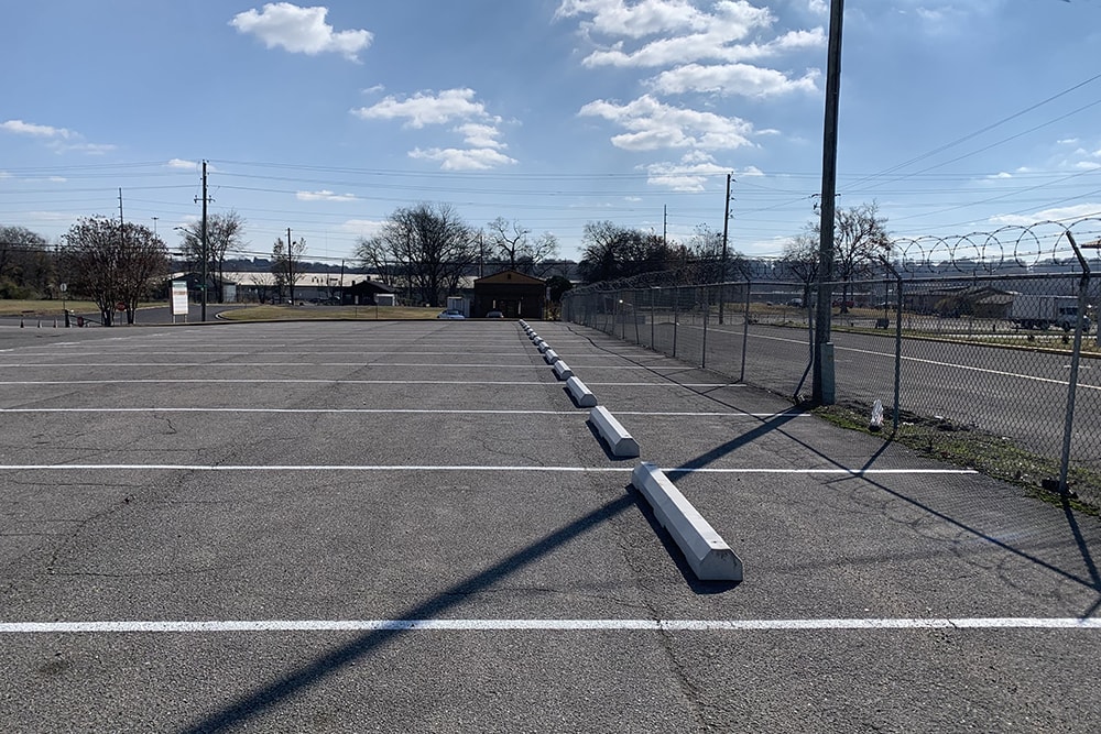 side view of new parking stalls in Amazon’s parking lot