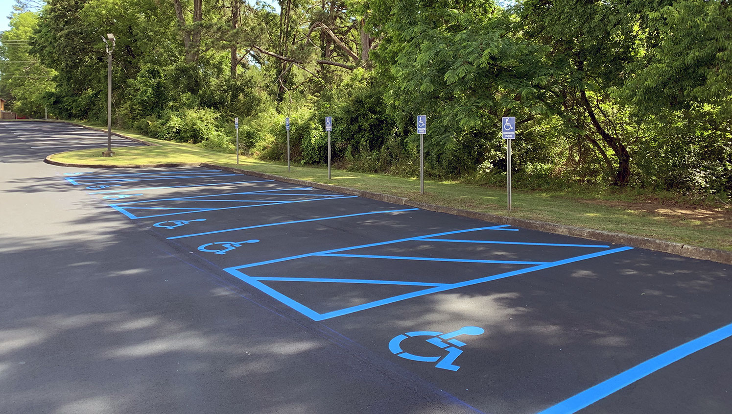 new handicap markings at a Public Library Service in Montgomery, AL