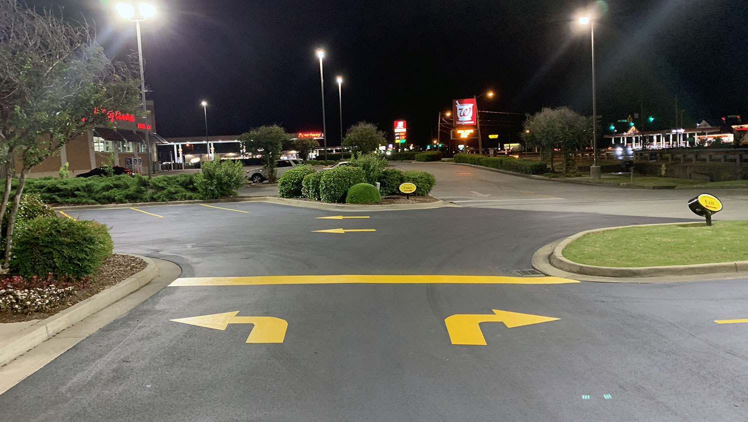 new parking lot markings at a Bojangle's restaurant in Huntsville, AL