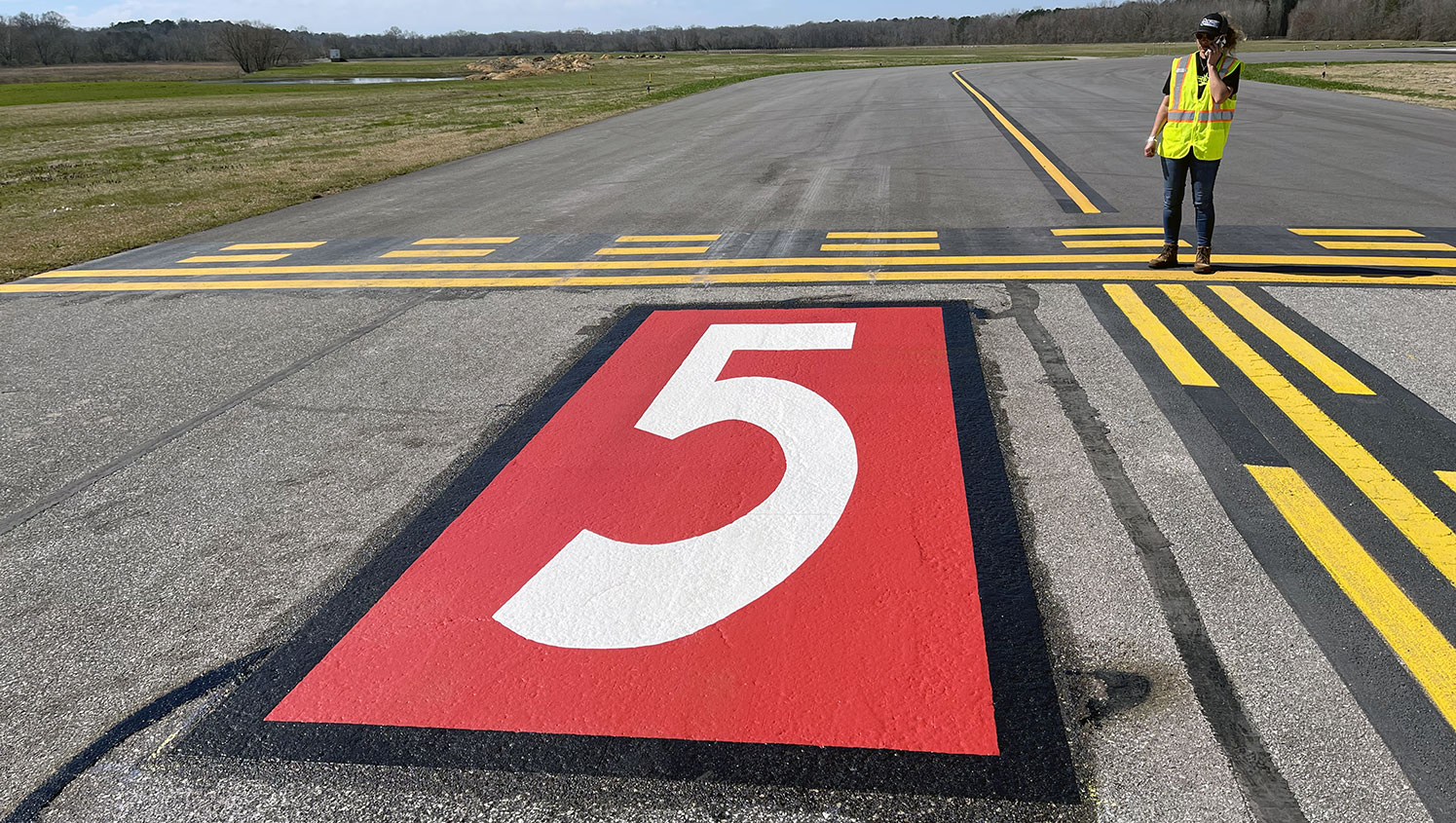 newly striped runway numbering