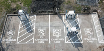 ev charging bay markings in parking lot
