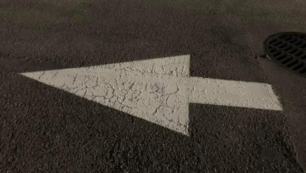 white traffic marking after paint