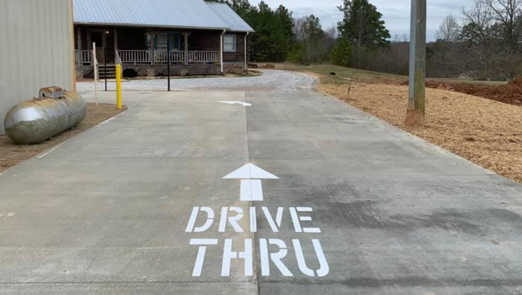 bank drive thru and arrow markings