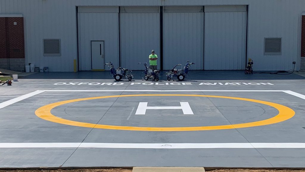 oxford mississippi pavement markings project at helipad