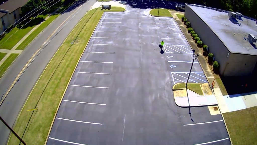 seal-coated and restriped parking lot at Public Library Service in Montgomery, AL