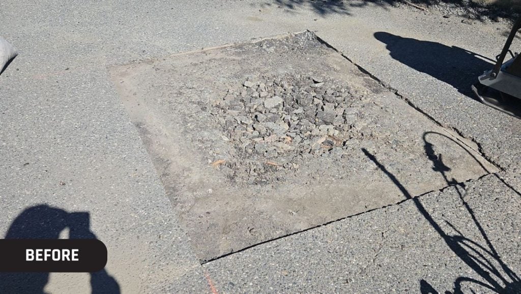 rite aid parking lot before pot hole repair