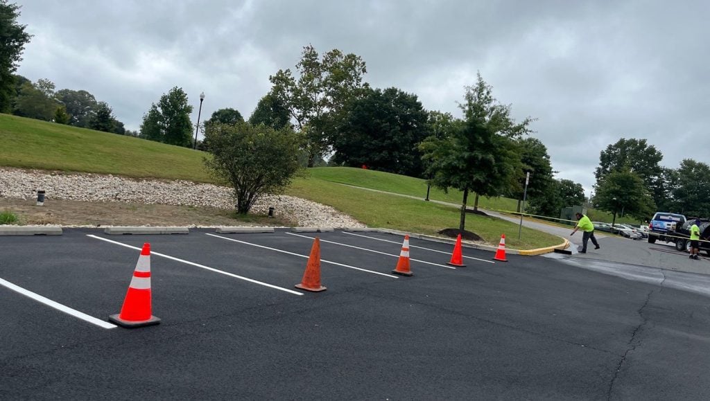parking spots freshly painted for IHG Candlewood Suites