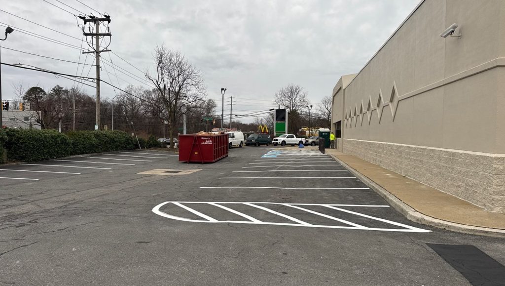 dollar tree parking lot freshly painted