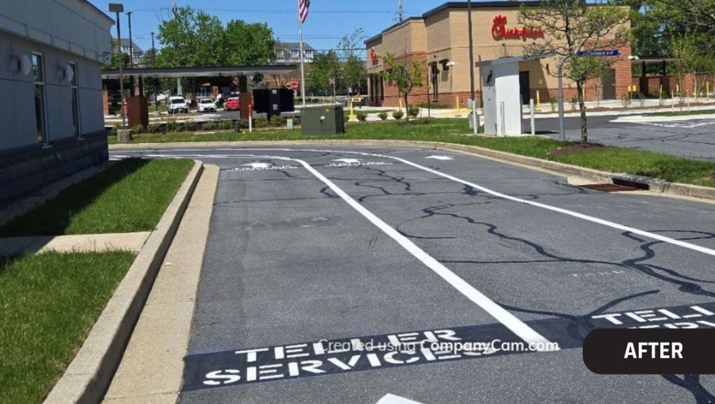 freshly painted line markings for SECU Towson parking lot