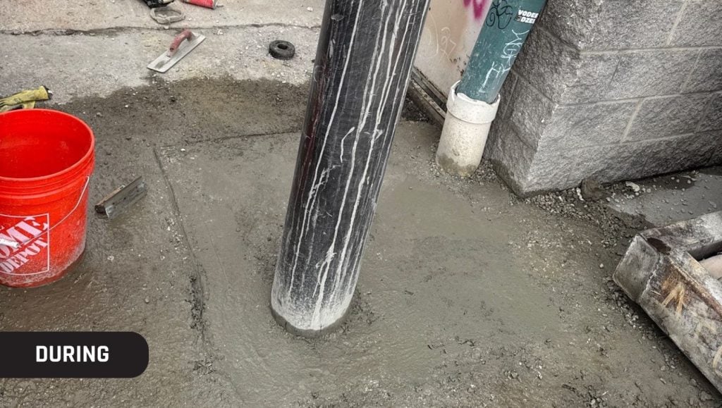 during process of bollard installation for china wok