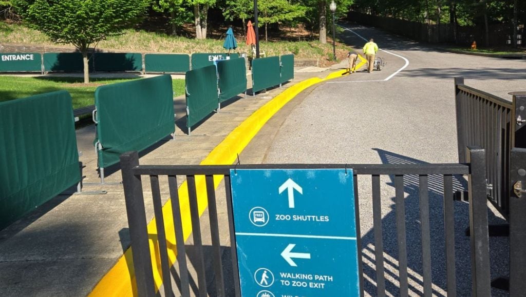freshly painted line striping for Maryland Zoo