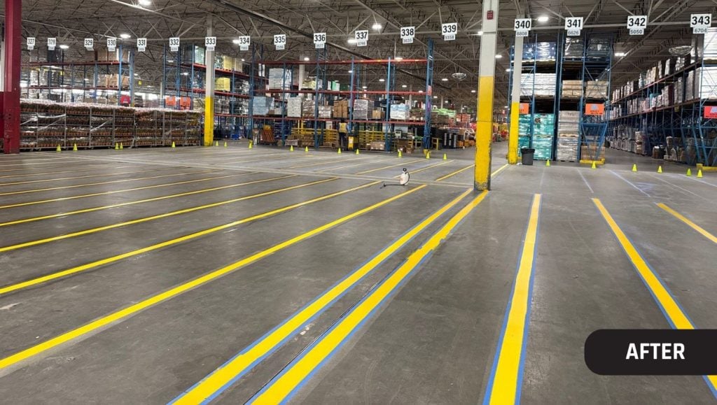 Aldi Warehouse with freshly painted line markings