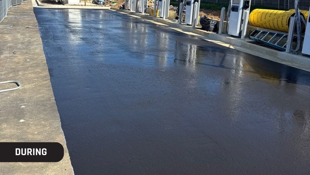 close-up of sealcoating for local contractor parking lot