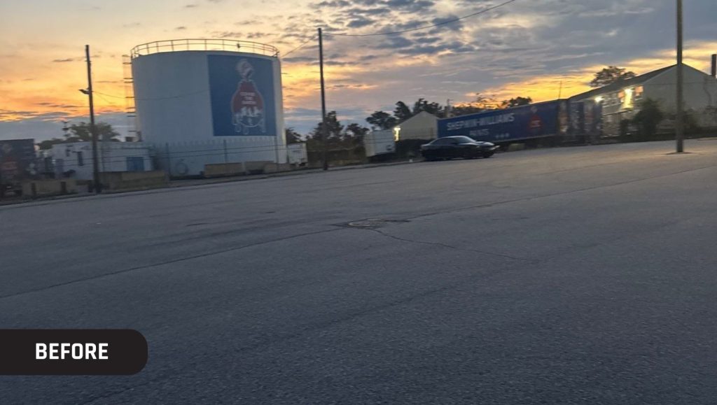 Sherwin Williams parking lot before new line striping