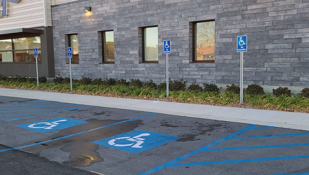 new ADA accessible handicap signage in BioLife Plasma Services’ parking lot