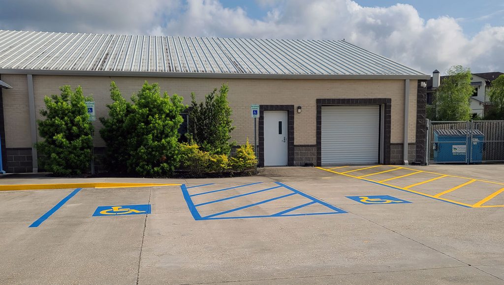 Complete Network Management’s newly striped parking stalls in Houma, LA