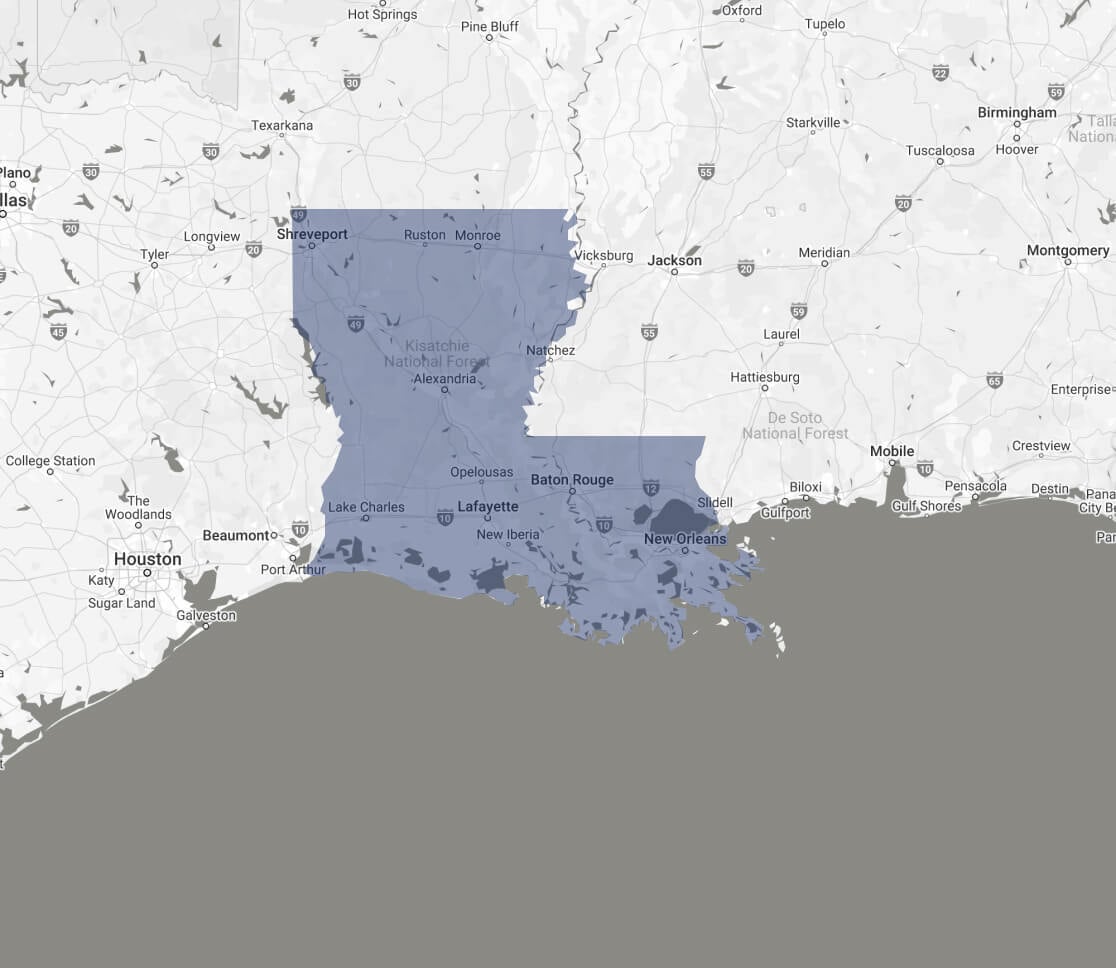 Louisiana Cover Area Map