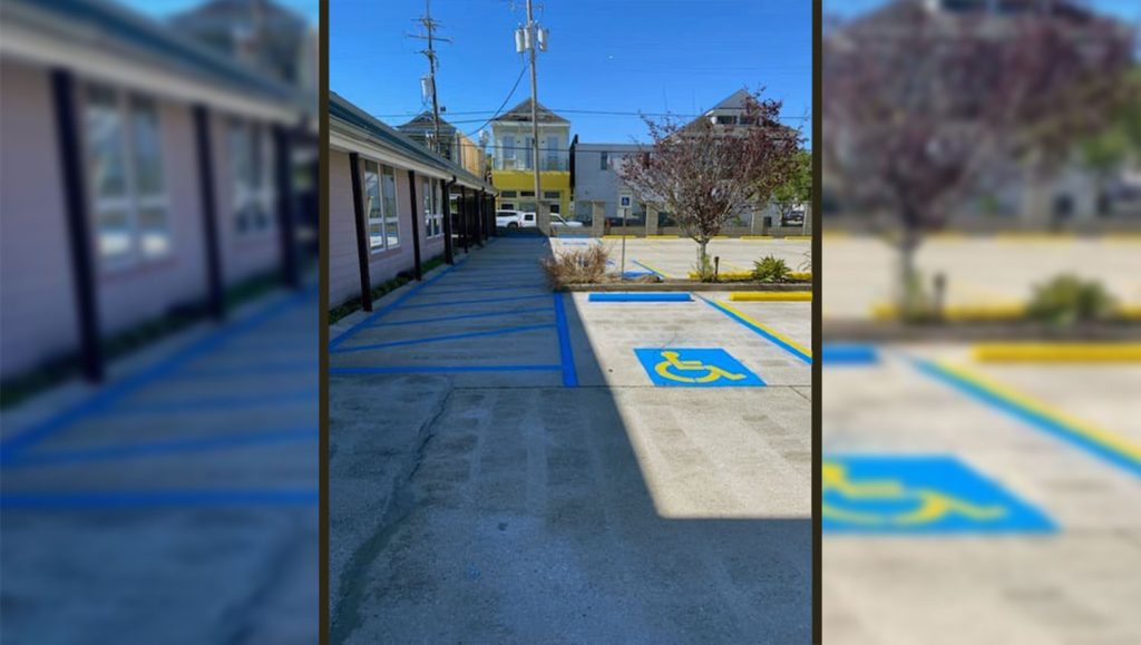 parking lot with updated ADA compliant stalls