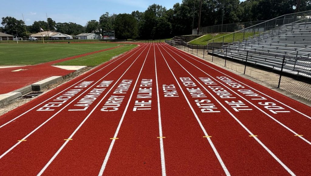 side view of Silliman Institute Private Academy track and field freshly painted
