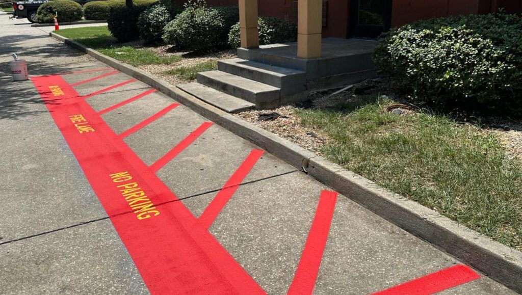 fire lane striping for Extended Stay America parking lot