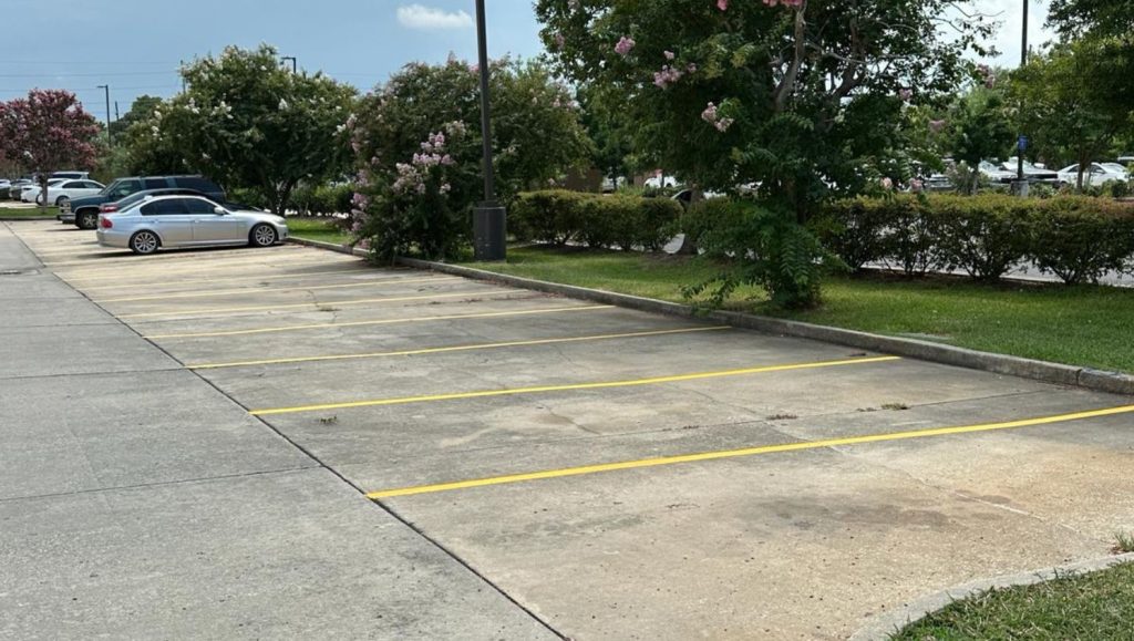 Extended Stay America parking lot freshly painted