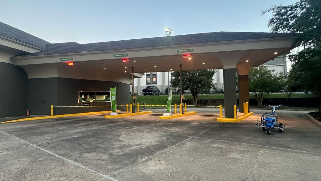 Regions Bank parking lot freshly painted
