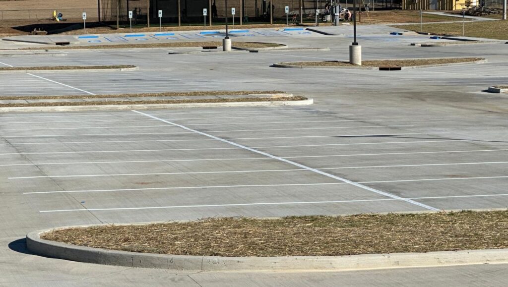 Dodson High School parking lot freshly painted