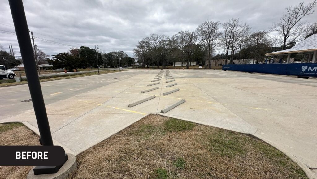 St. Joseph Catholic Church parking lot with faded line markings