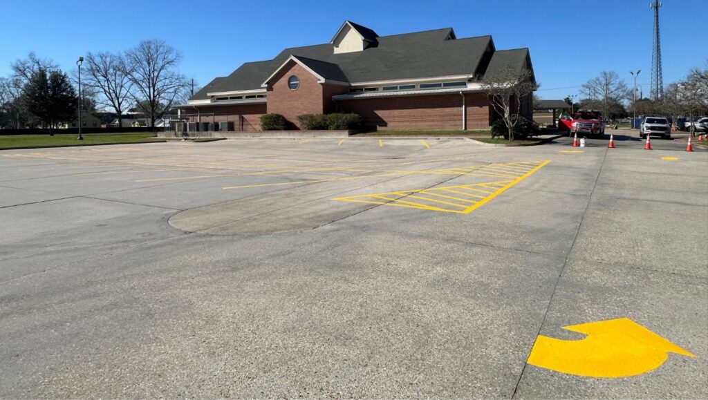 St. Joseph Catholic Church parking lot freshly painted