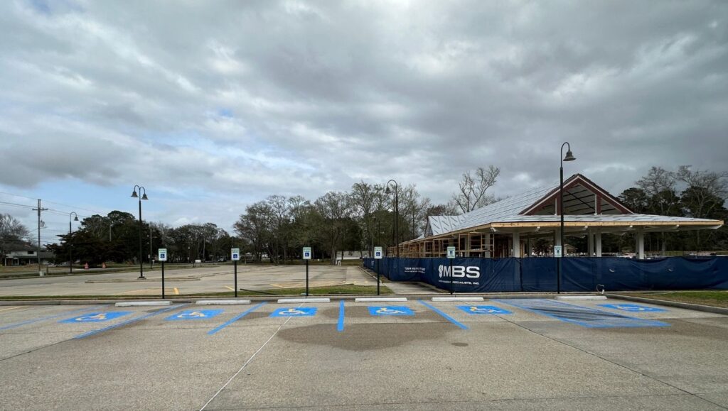 ada compliance parking spots freshly painted for St. Joseph Catholic Church parking lot
