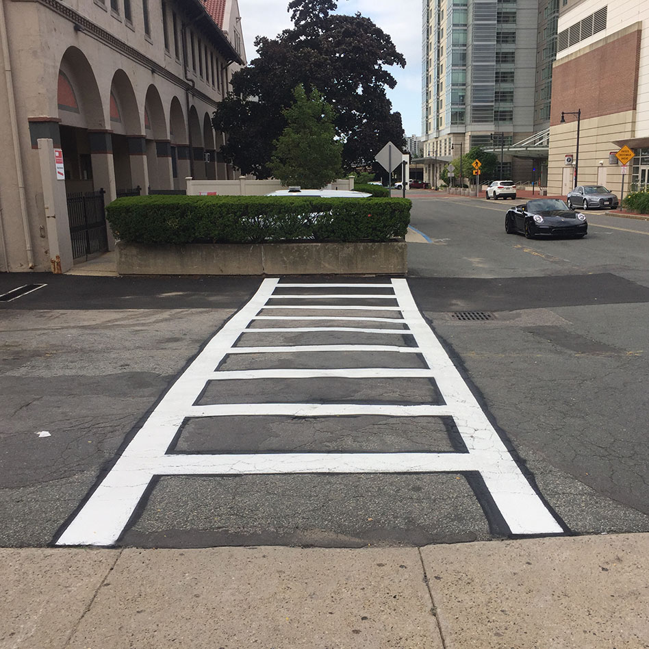 re-painted crosswalk at Boston University
