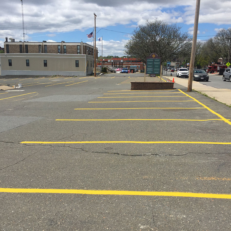 after shot of re-striped parking stalls
