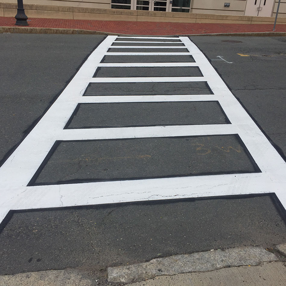 re-painted crosswalk at Boston University