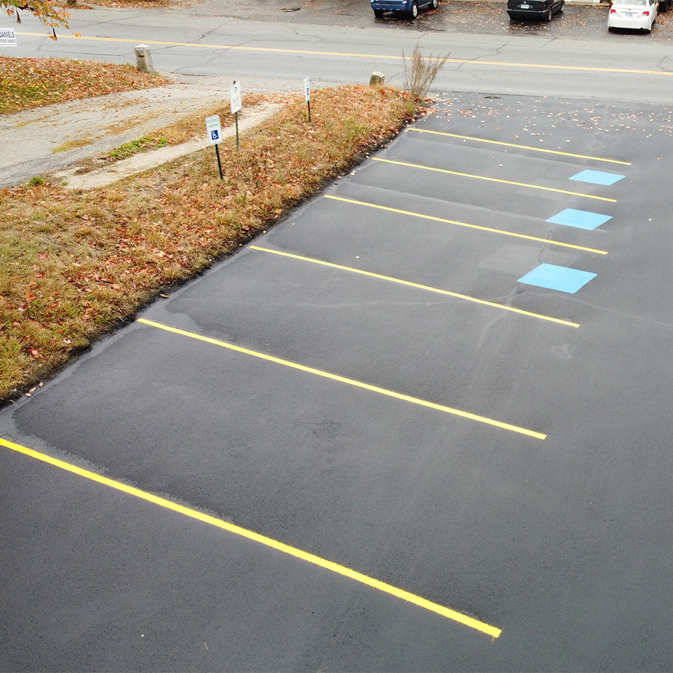 side view of new handicap stalls and parking spaces at St. Patrick’s church in Milford, NH