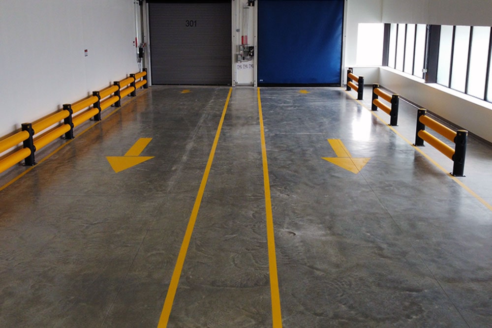 new traffic striping added to Amazon/Northpoint Construction’s warehouse floor