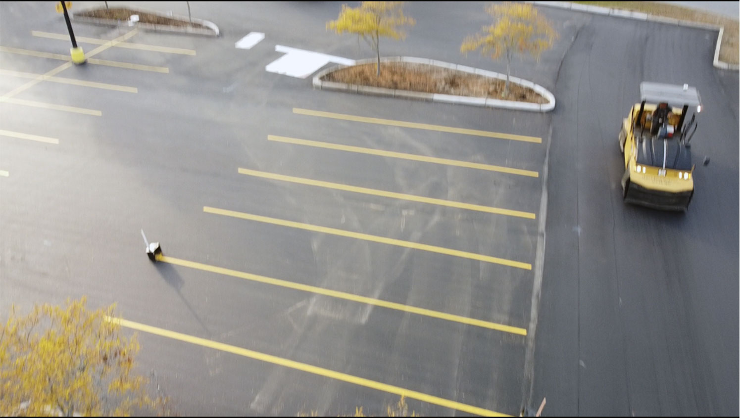 freshly striped parking stalls at a Walmart