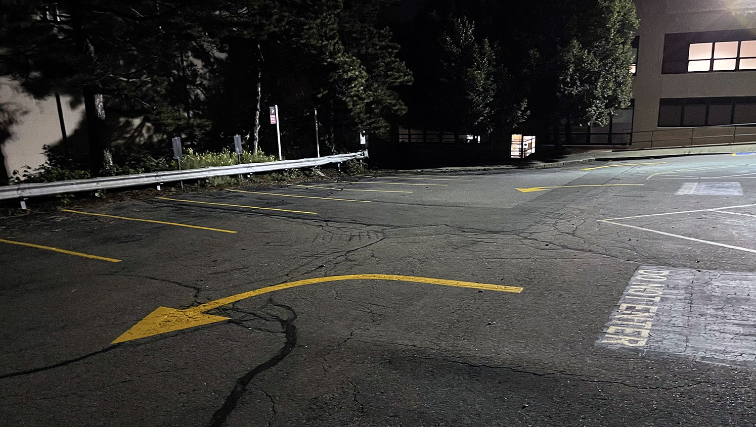 re-striped parking lot arrow