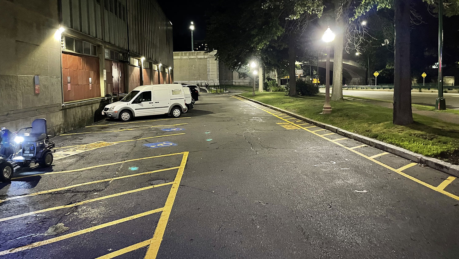re-striped parking lot markings