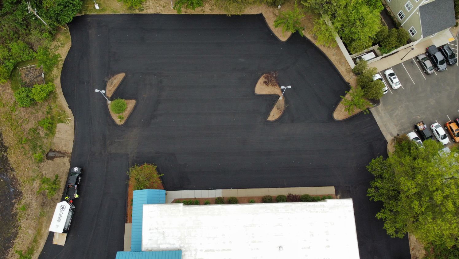 aerial view of the parking lot before the job