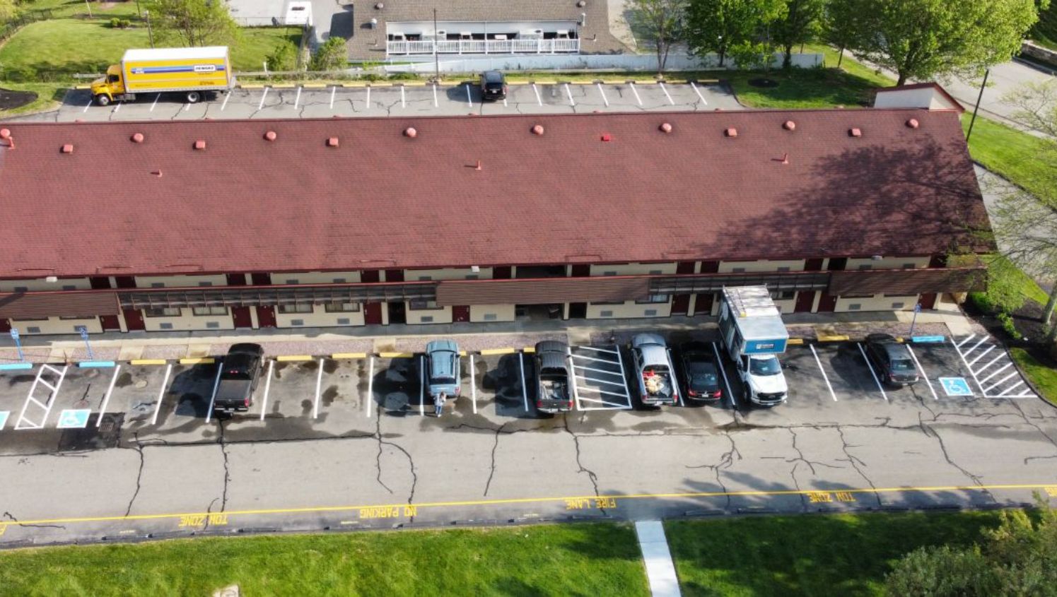 an aerial view of Red Roof Inn