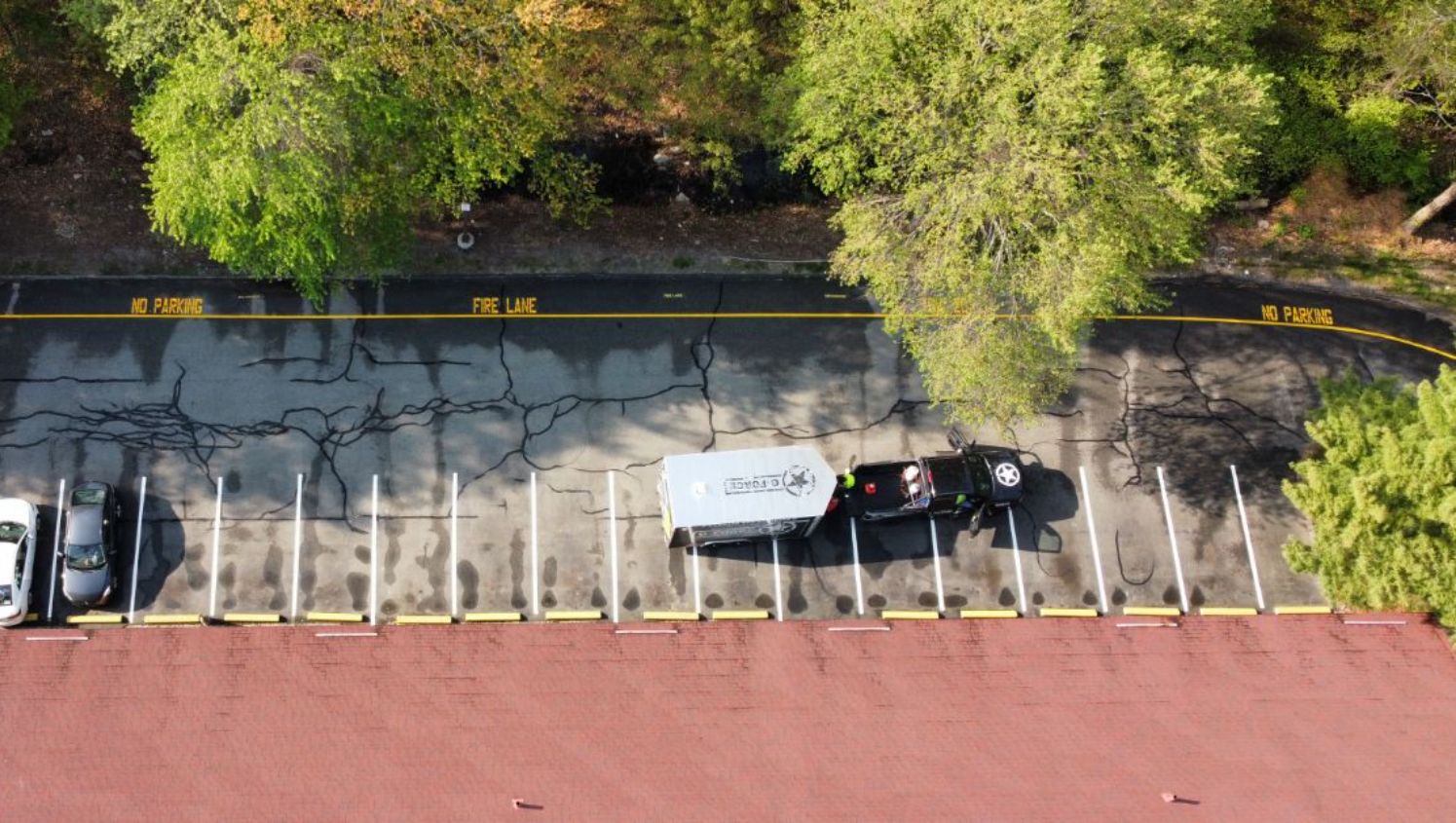 an aerial view of a G-FORCE truck