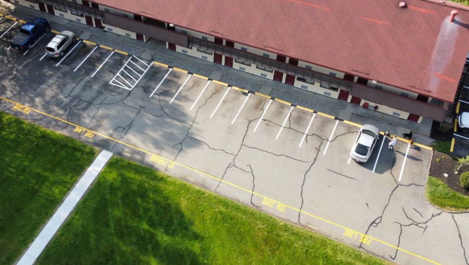 an aerial view of the fire lane