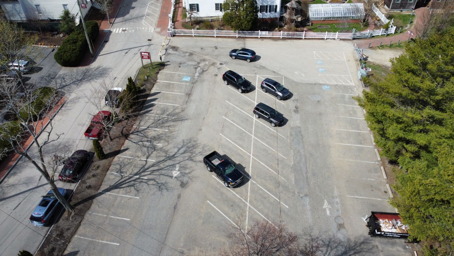 strawbery banke museum parking lot needing re-striped