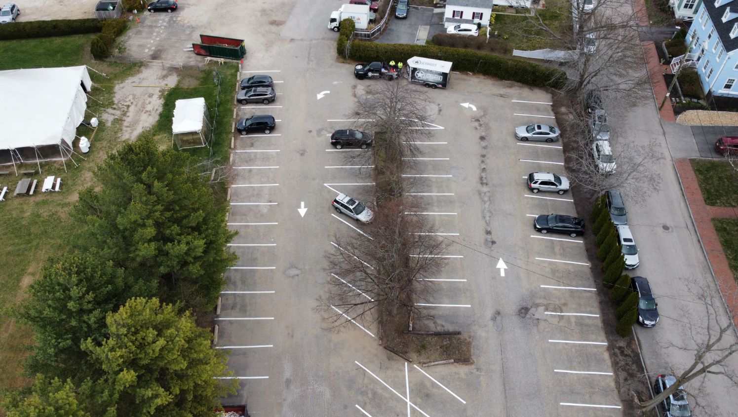 updated parking lot striping for strawbery banke museum